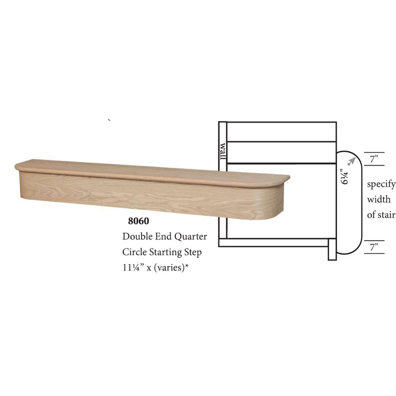 8060-48 Double Bull Nose Quarter Circle  Made Hardwood Treads & Riser  Steps by StepUP – StepUP Stair Parts